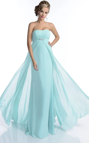 Empire Strapless A-Line Chiffon Bridesmaid Dress With Pleated Bust