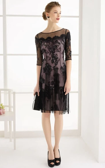 Black lace cocktail outlet dress with sleeves