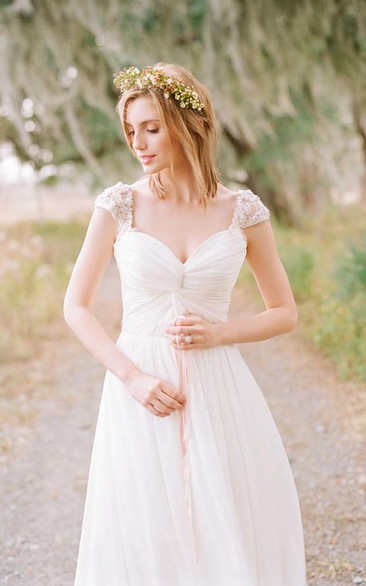 A Line Sweetheart Chiffon Zipper Wedding Dress