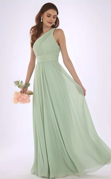 One-shoulder Chiffon Elegant A-Line Bridesmaid Dress