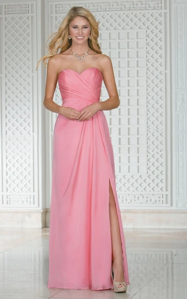Sweetheart A-Line Floor-Length Bridesmaid Dress With Side Slit
