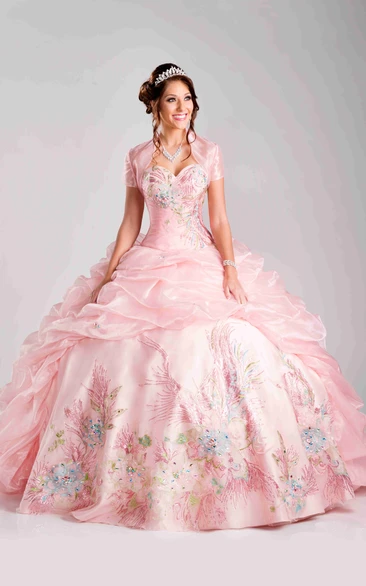 Sweetheart Ball Gown With Picturesque Sequin Detailing And Pick-Ups