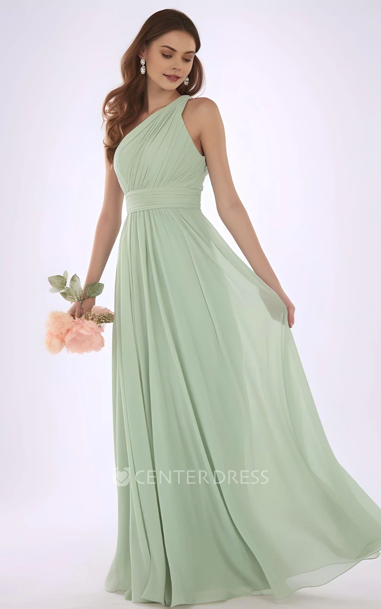 One-shoulder Chiffon Elegant A-Line Bridesmaid Dress