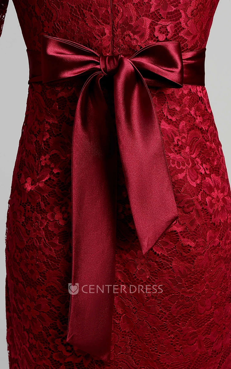 Sheath Knee-length Pleats Ruching Lace Maternity Dress