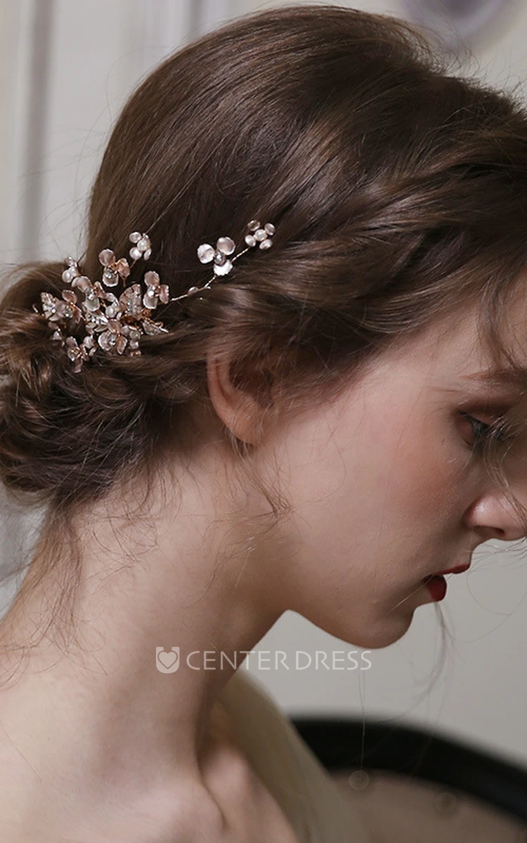 Handmade Elegant Floral Pearl Head Combs 