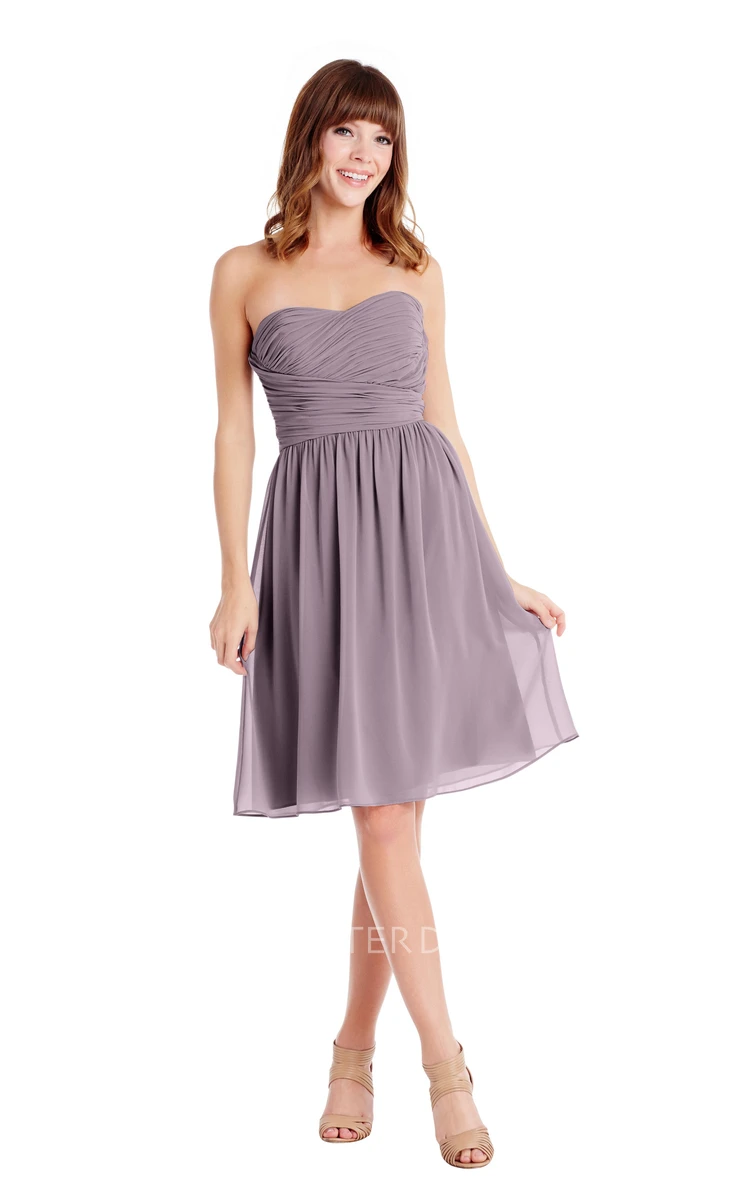 Knee-Length Criss-Cross Sweetheart Sleeveless Chiffon Muti-Color Convertible Bridesmaid Dress