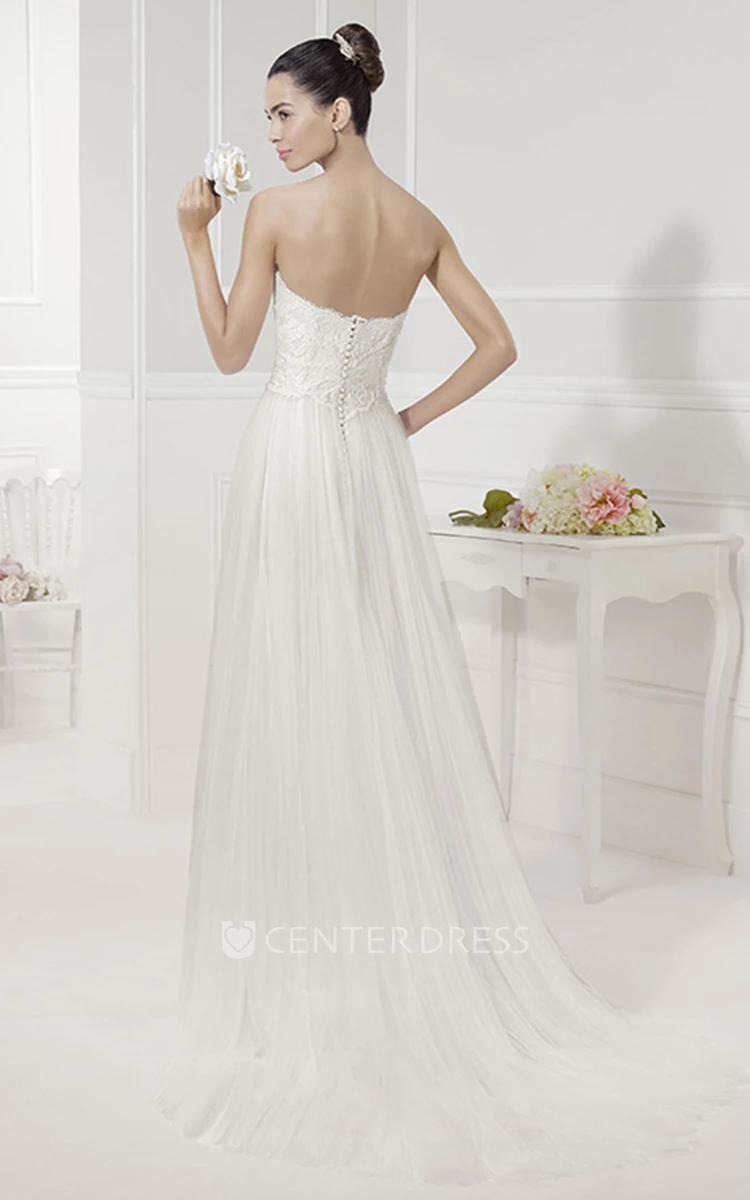 Strapless Sequined Tulle Bridal Gown With Removable Illusion Neck