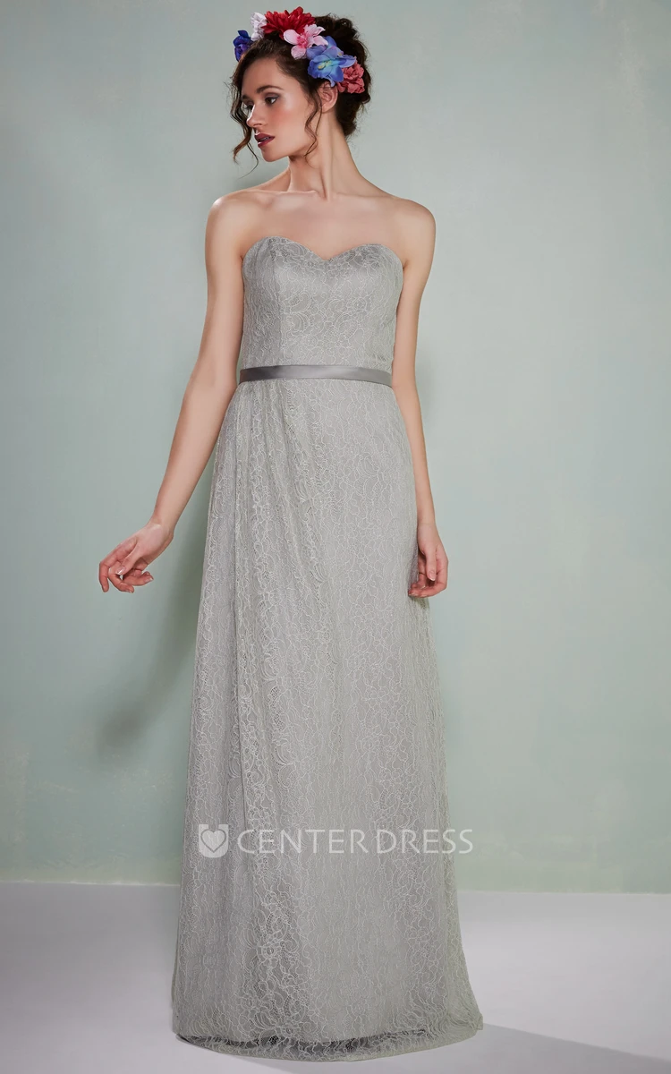 Sleeveless Sweetheart Lace Bridesmaid Dress