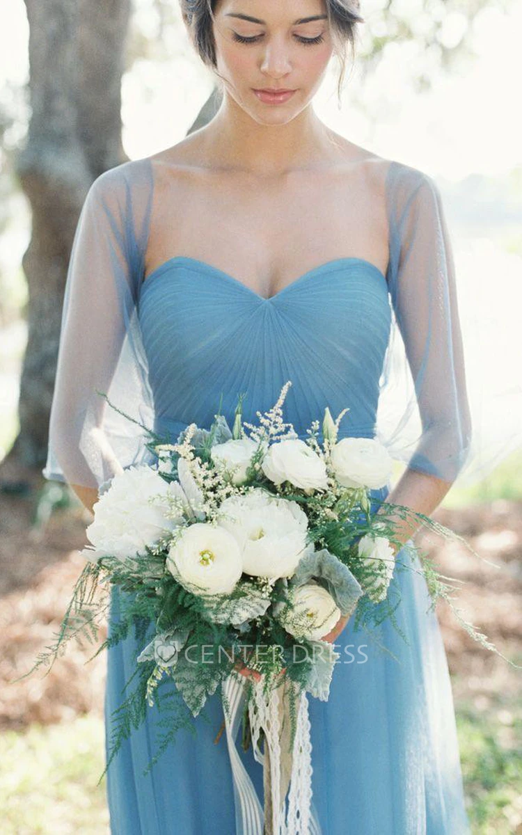 Modern Chiffon Sweetheart A-line Prom Dress Half Sleeve