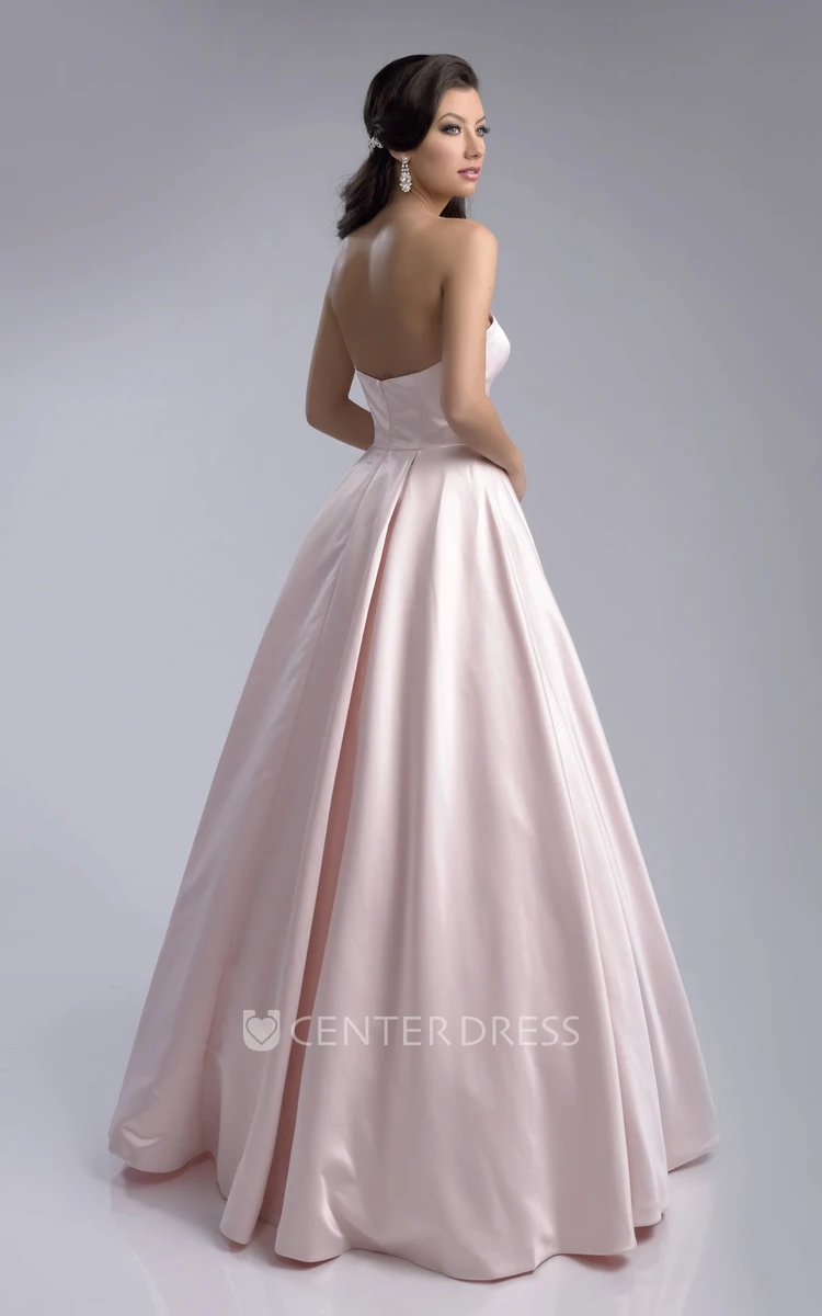 Satin A-Line Sweetheart Wedding Dress With Crystal Detailed Waist