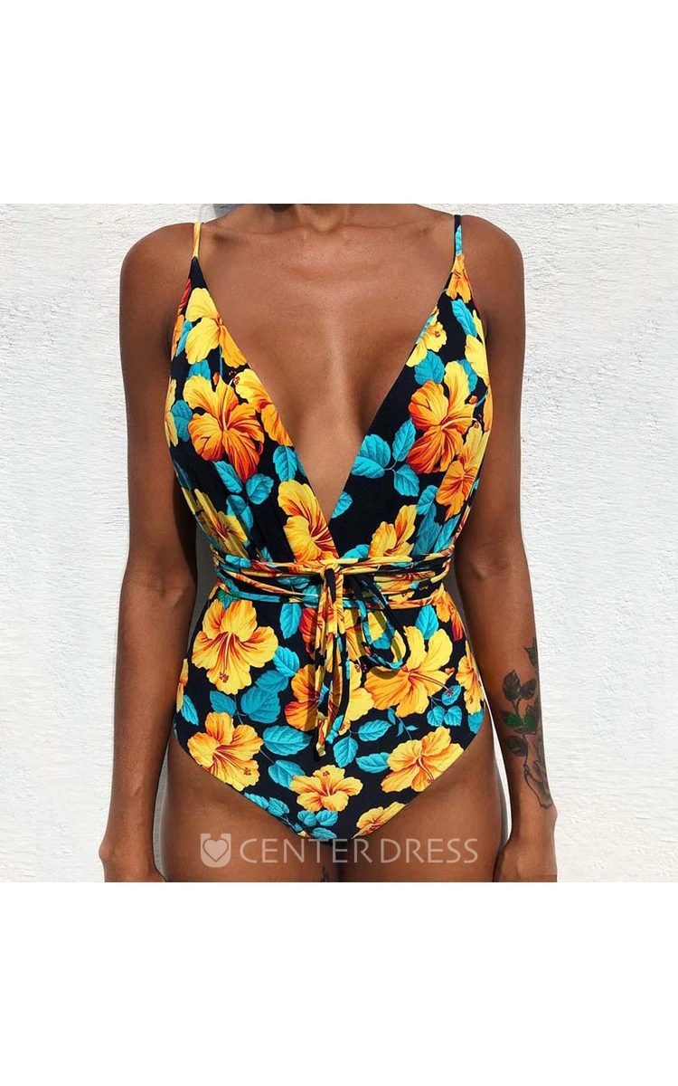 Sexy Plain/Floral/Leopard One-piece Swimsuit