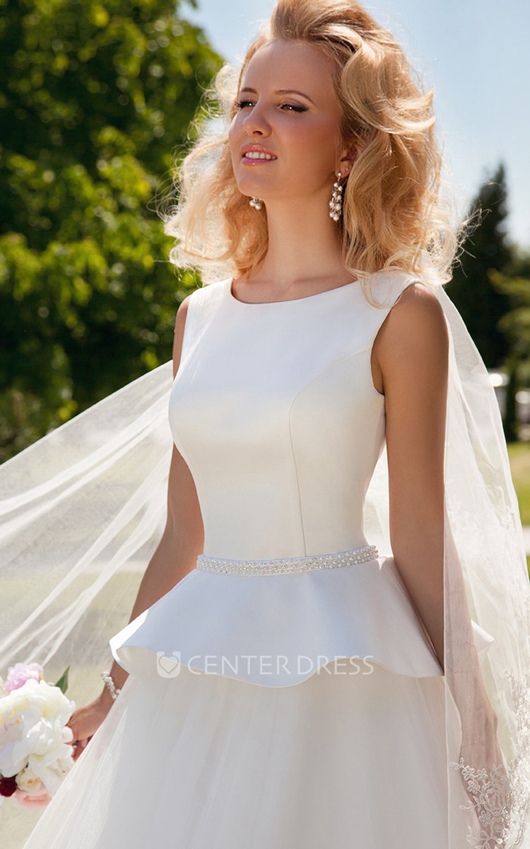 Wedding dress hotsell with peplum waist