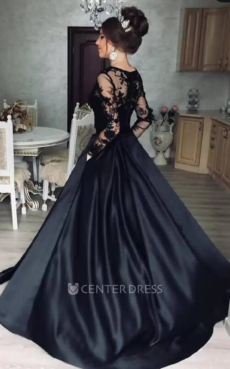 Long sleeve prom 2025 dress with train