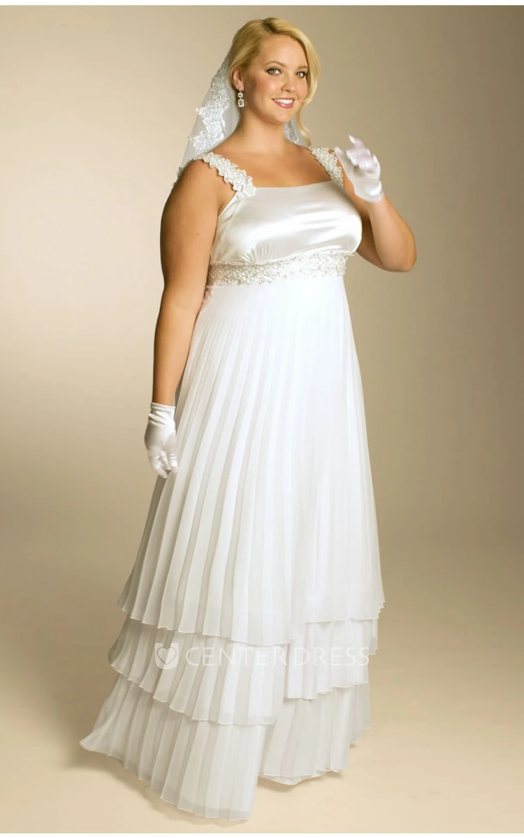 A-line Empire Tiered Dress With Waist Jewellery And Pleats