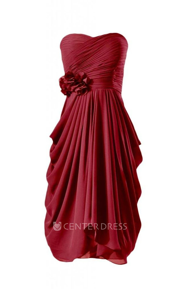 Modest Casual A-Line Sweetheart Strapless Ruched Short Prom Party Dress