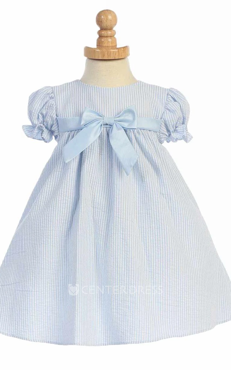 Tea-Length Tiered Cap-Sleeve Flower Girl Dress With Split