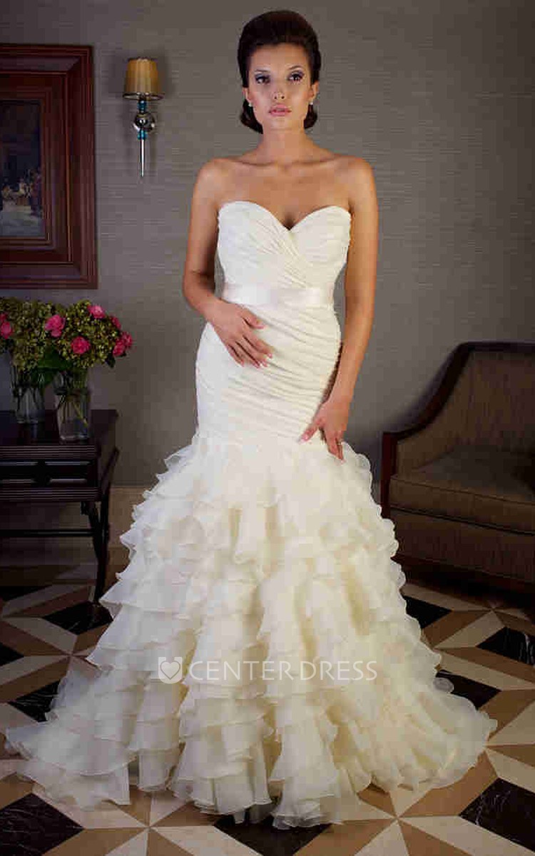 organza sweet heart wedding dress