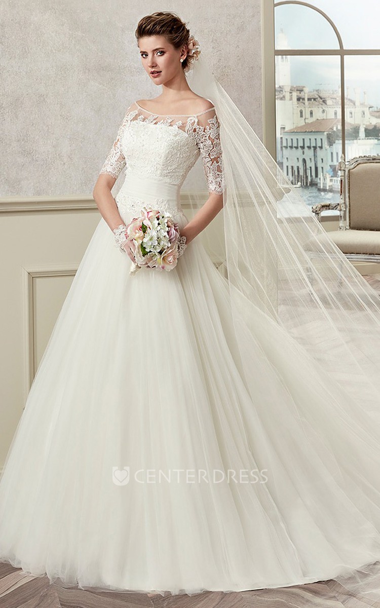 Half shoulder hot sale gown