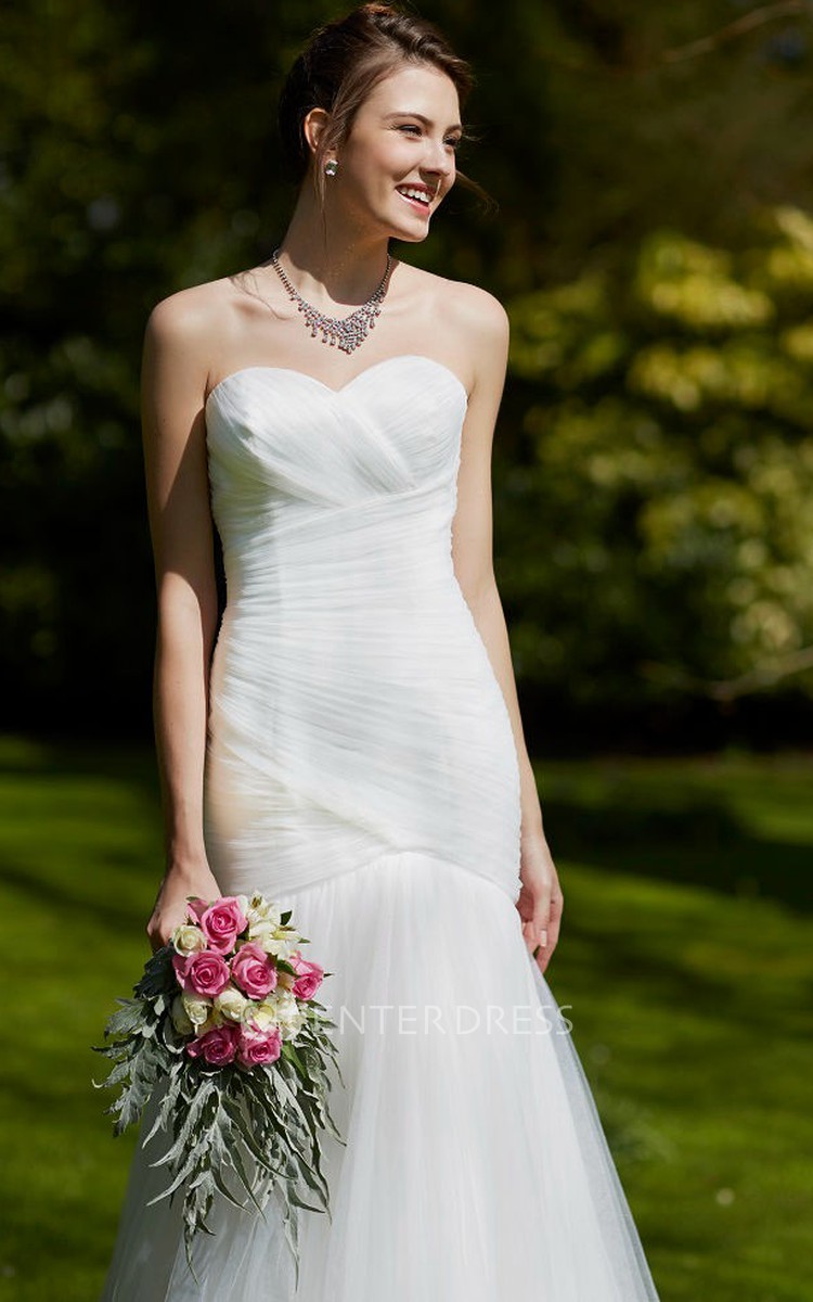 Ruched tulle wedding dress sales