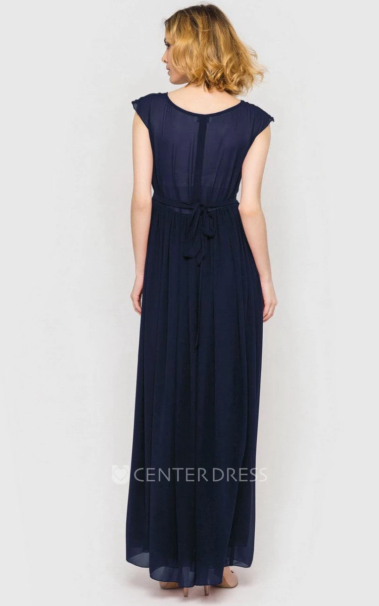 Newest Modest Chiffon Formal Dress With Bow