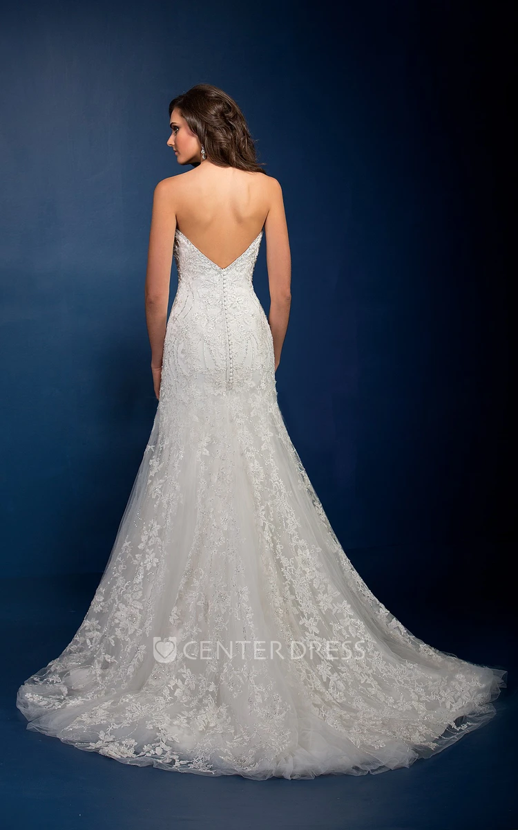 Sweetheart Mermaid Wedding Dress With Appliques And Crystals