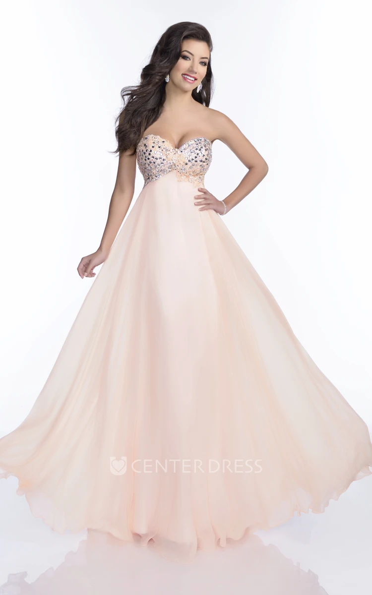 Prom Dresses with White Rhinestones