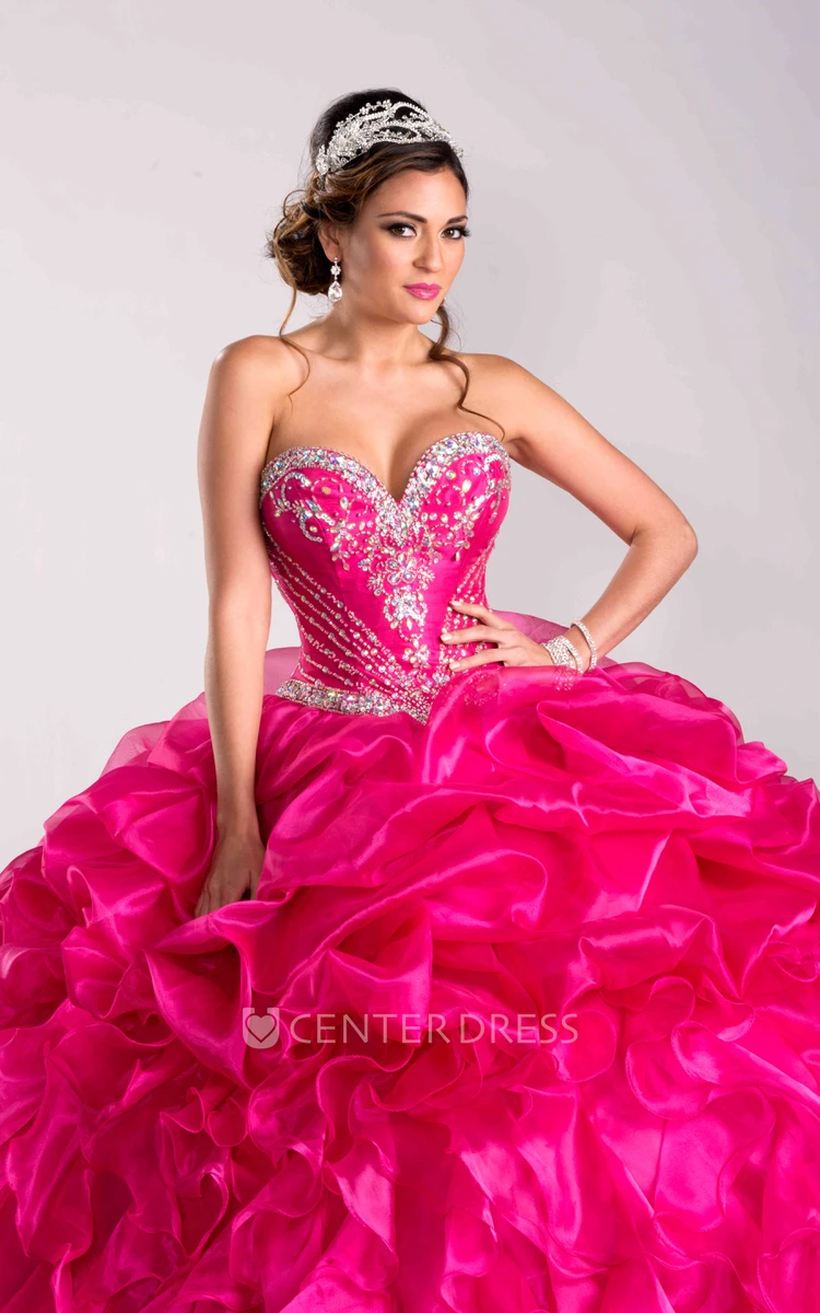 Crystal Detailed Corset Ball Gown With Lace-Up Back
