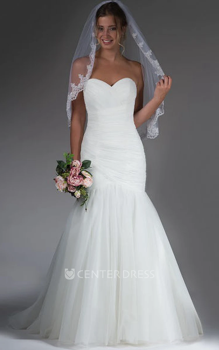 Sweetheart Mermaid Tulle Bridal Gown With Removable Crystal Sash