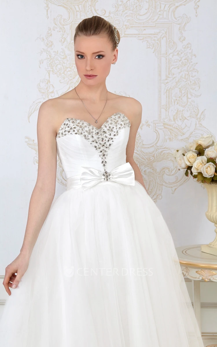 Sleeveless Tulle A Line Sweetheart Bow Wedding Dress Sleeveless Tulle A Line Sweetheart Bow Wedding Dress
