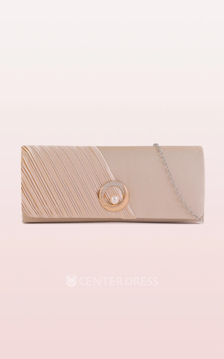 Satin Clutch with Pearl