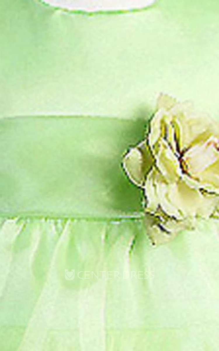 Sleeveless Tiered Organza Flower Girl Dress