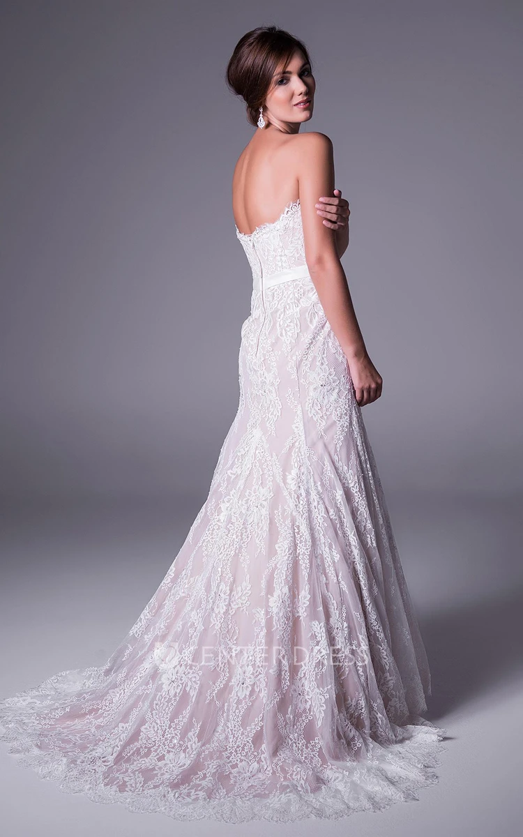 Jeweled Sweetheart Lace Wedding Dress
