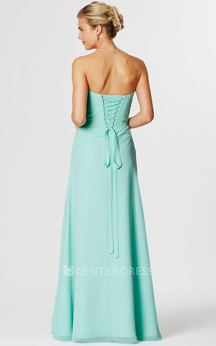 Sleeveless Ruched Sweetheart Chiffon Bridesmaid Dress With Draping And Broach