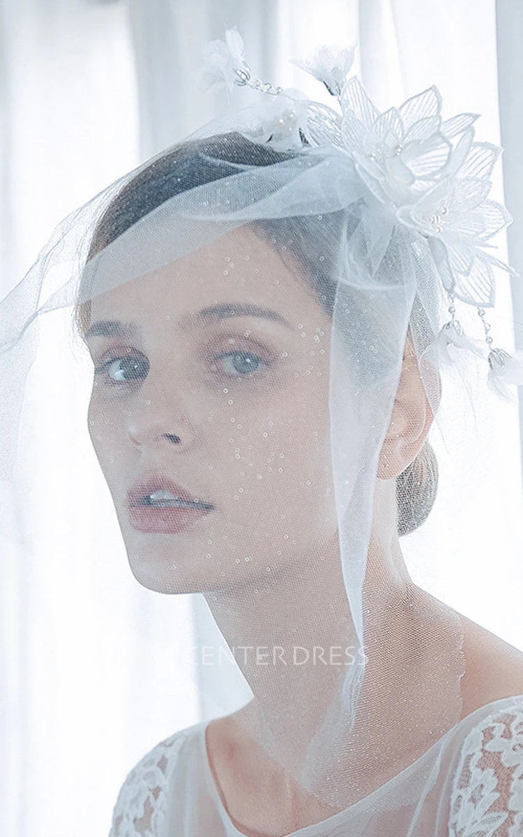 Simple Style Bridal Veil with Beads