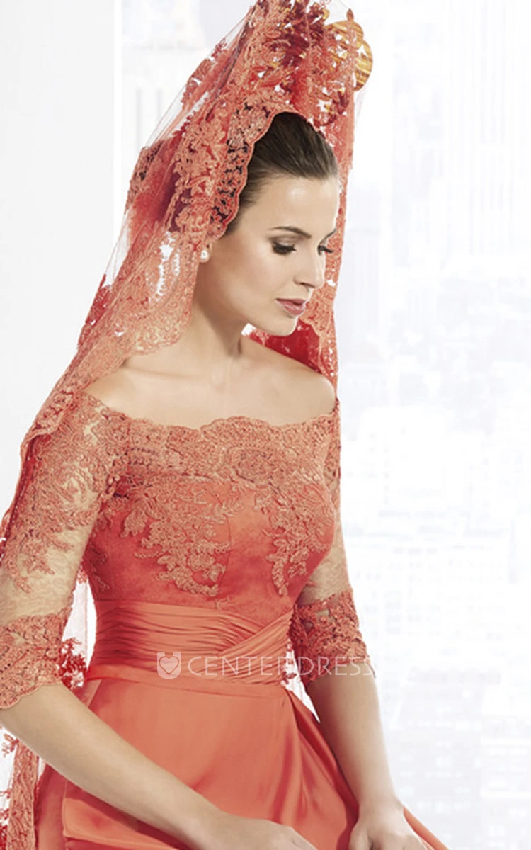 Trumpet Appliqued Long Strapless Sleeveless Lace Wedding Dress