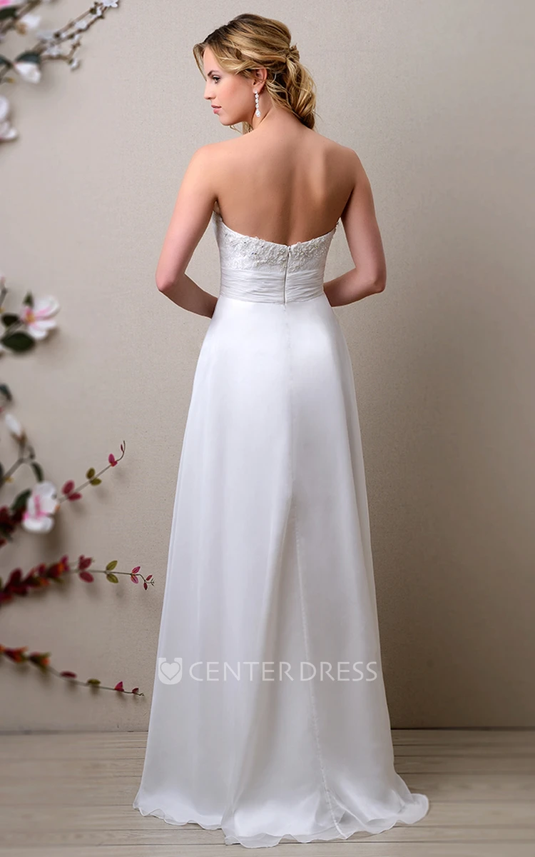 High-Low Sweetheart A-Line Wedding Dress Featuring Lace Bodice