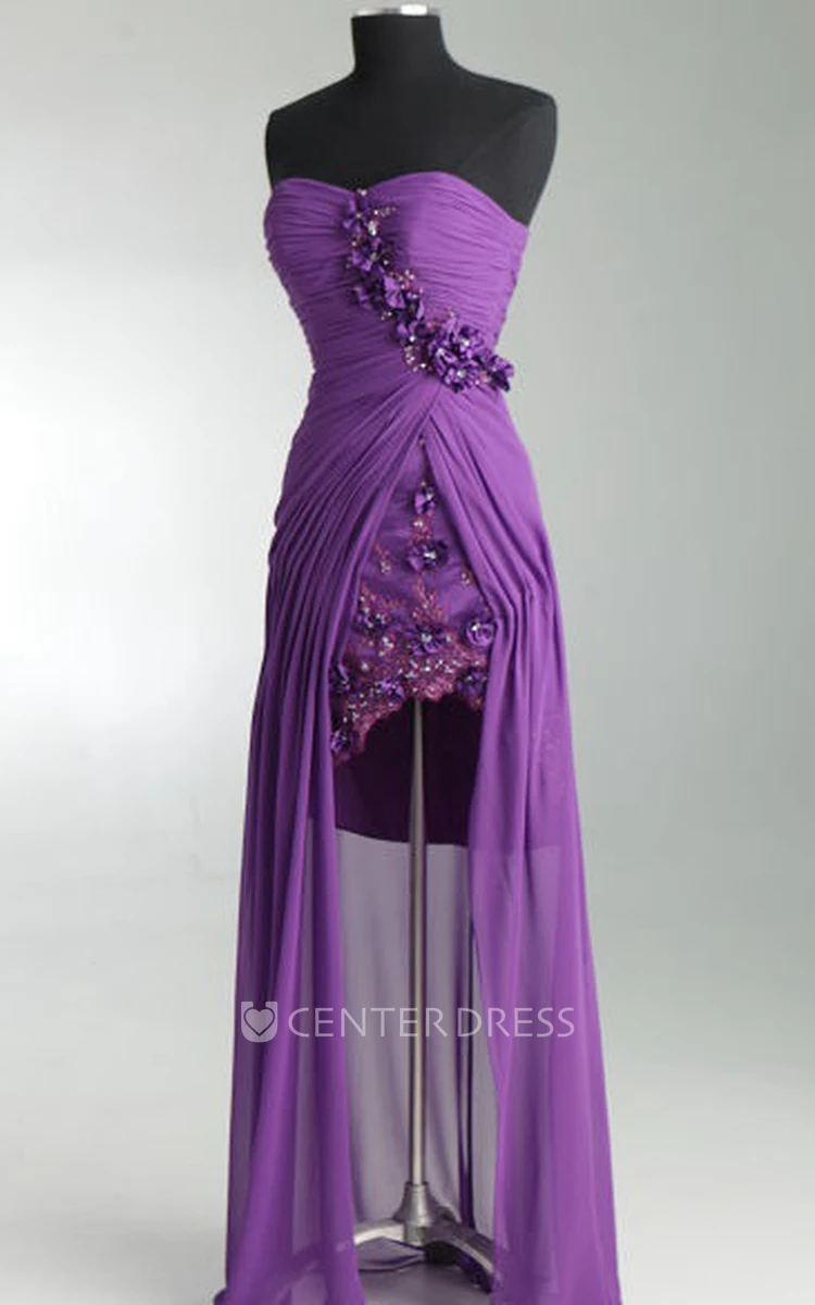 Sweetheart Sheath Floral Asymmetric Mother Of The Bride Dress With Chiffon Wrap And Crystal Details