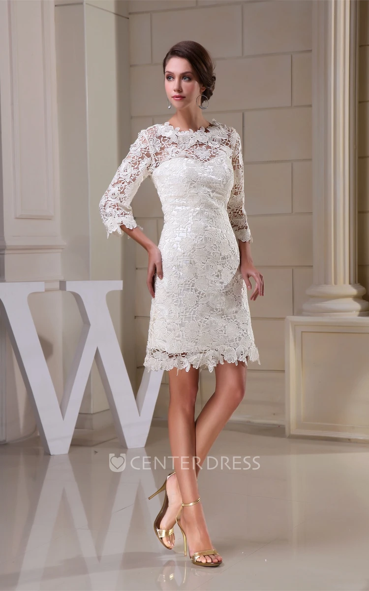 Refined Short A-Line Half Sleeve and Dress With Appliques