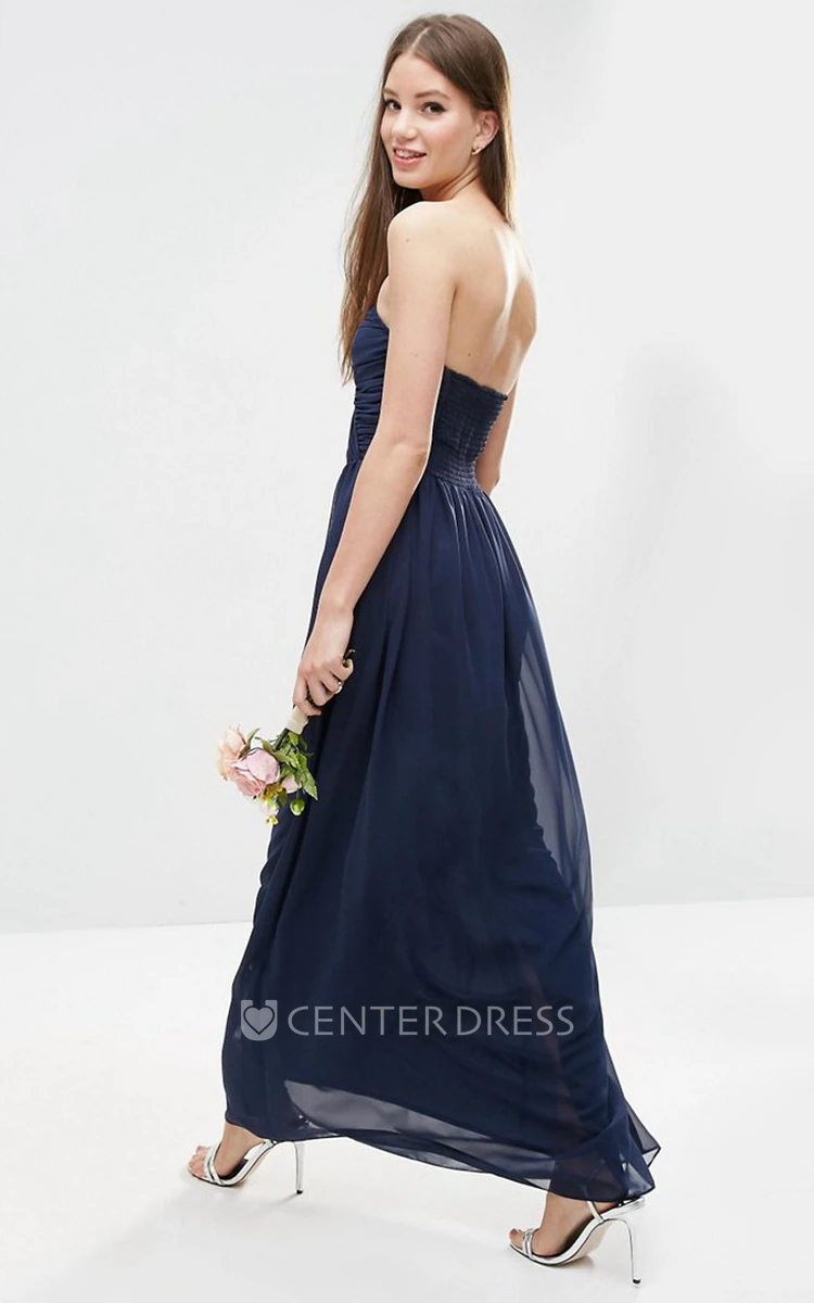 A-Line Sleeveless Sweetheart Criss-Cross Floor-Length Chiffon Bridesmaid Dress With Pleats
