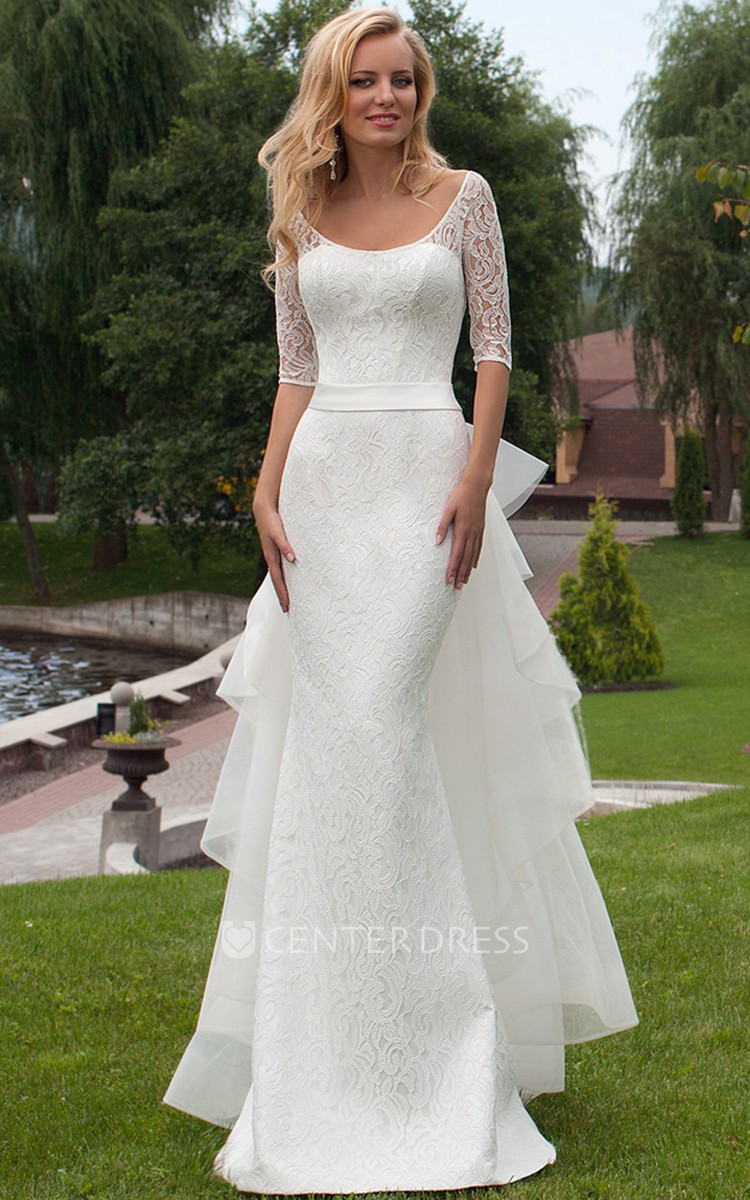 Staples s Wedding Dress Half Sleeve Sheath