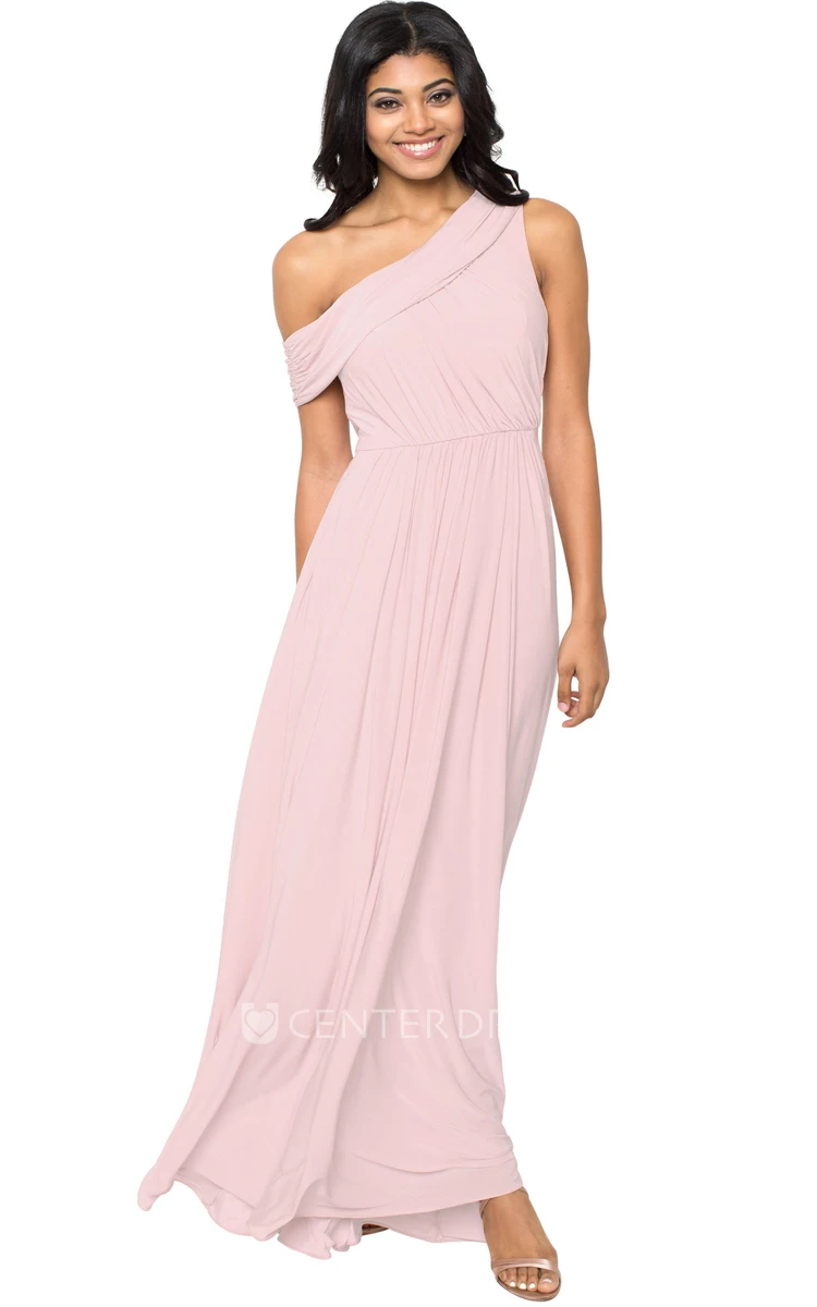 Ruched One-Shoulder Chiffon Muti-Color Convertible Bridesmaid Dress
