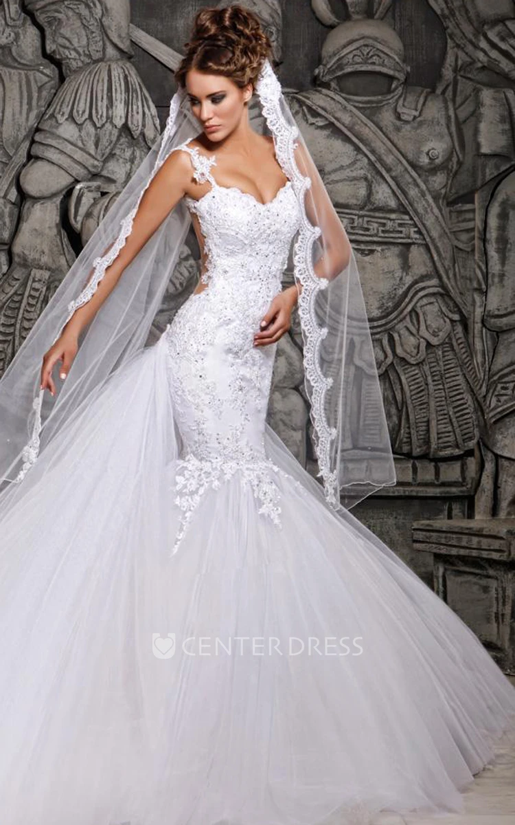 Magnificent Tulle Lace Mermaid Wedding Dress with Wedding Veil