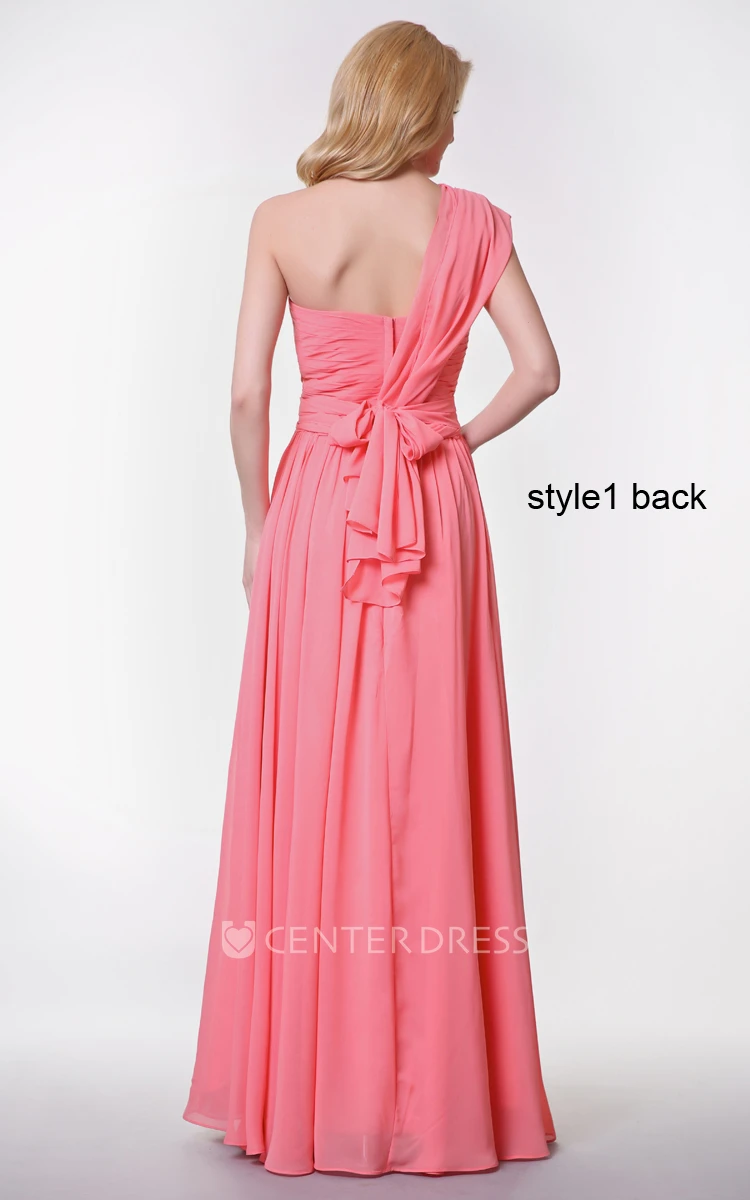 Sweetheart Pleated A-line Chiffon Gown With Convertible Straps