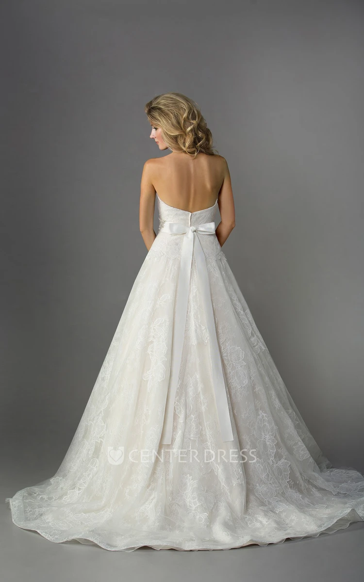 Sweetheart Ballgown With Crystal Waistband And Bow Tie Detail