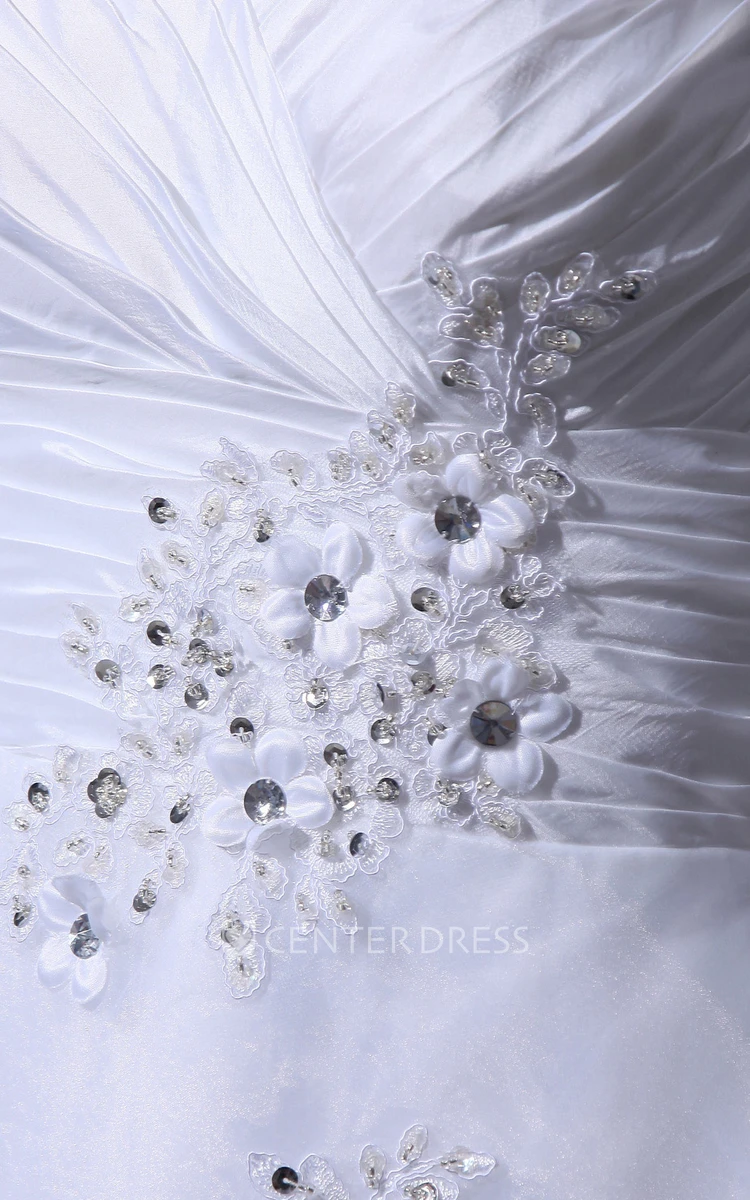 A-Line Crisscross Front Tea Length Lace Wedding Dress With Lace Appliques