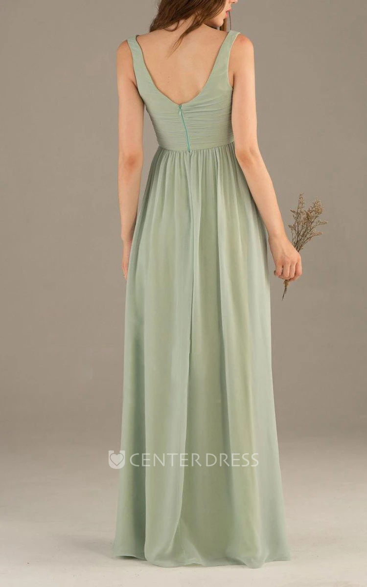 Simple Dusty Green Bridesmaid Dress
