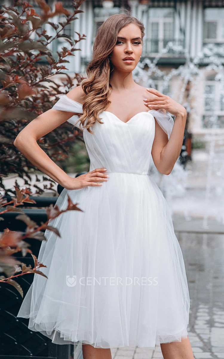 A Line Sleeveless Organza Simple Wedding Dress with Pleats and Ruching