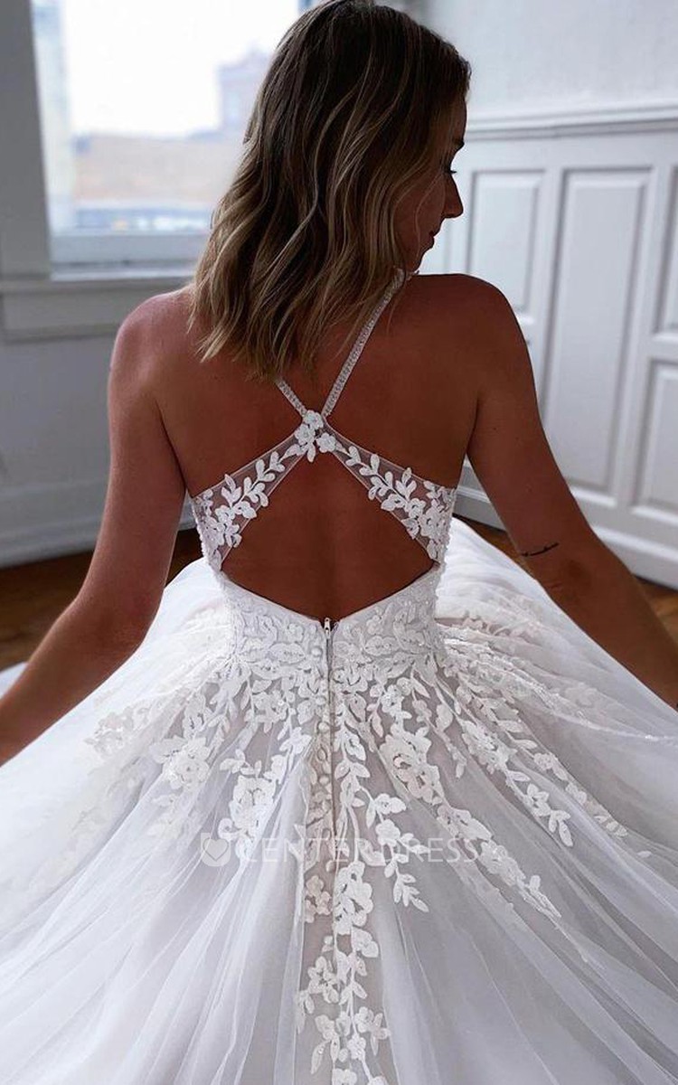 Cross Back Wedding Dress