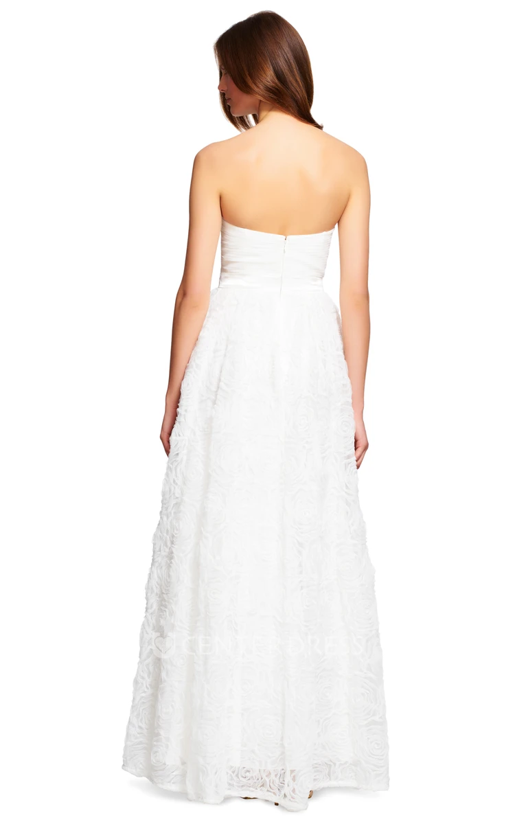 Floor-Length A-Line Strapless Beaded Organza Bridesmaid Dress