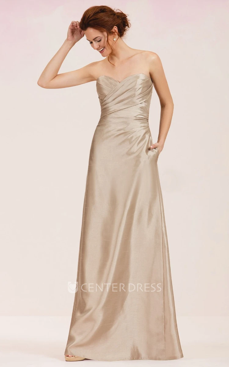 Sweetheart Floor-Length Bridesmaid Dress With Pockets And Keyhole Back